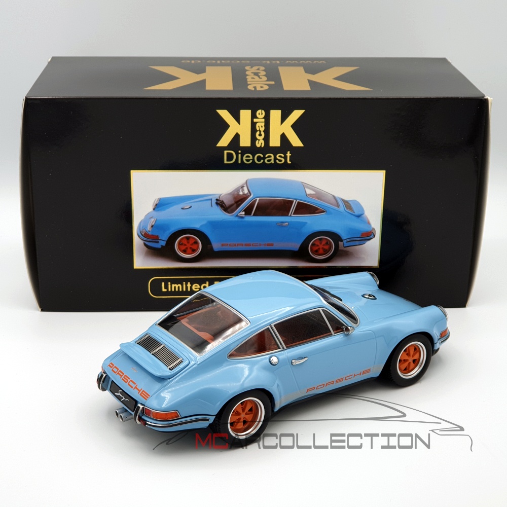 Scott Twiford | This is a RARE one!! Pop Race Porsche 911 by Singer Coupe DLS Gulf Livery Blue w/ Orange Stripe in 1:18 scale. Comes with a suede base and